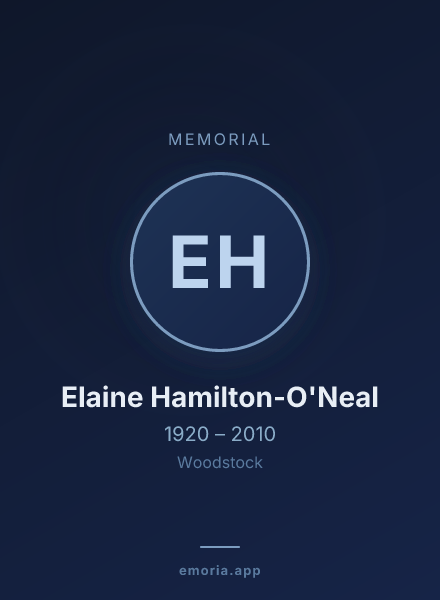 Memorial portrait of Elaine Hamilton-O'Neal