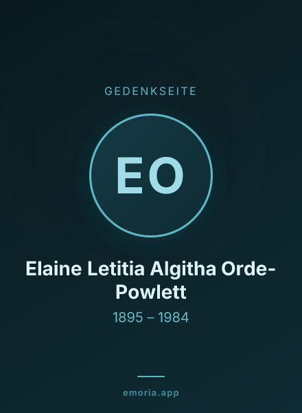 Gedenkportrait von Elaine Letitia Algitha Orde-Powlett