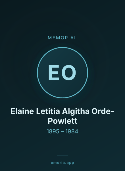 Memorial portrait of Elaine Letitia Algitha Orde-Powlett