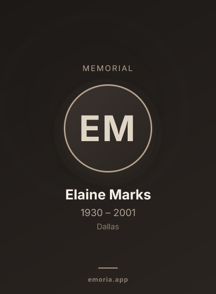 Memorial portrait of Elaine Marks