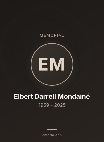 Memorial portrait of Elbert Darrell Mondainé