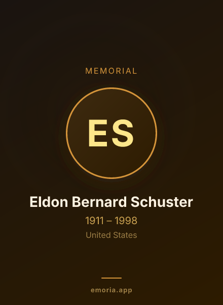 Memorial portrait of Eldon Bernard Schuster