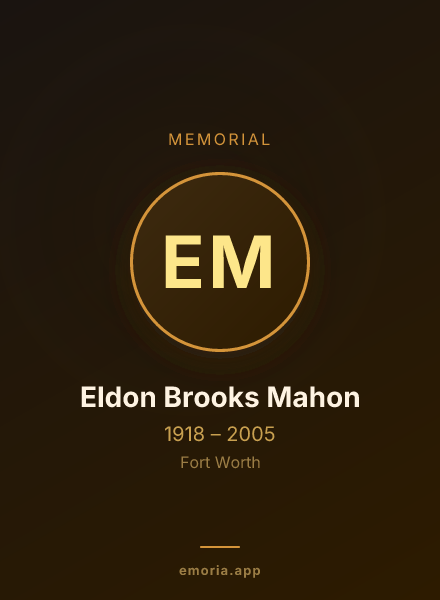 Memorial portrait of Eldon Brooks Mahon