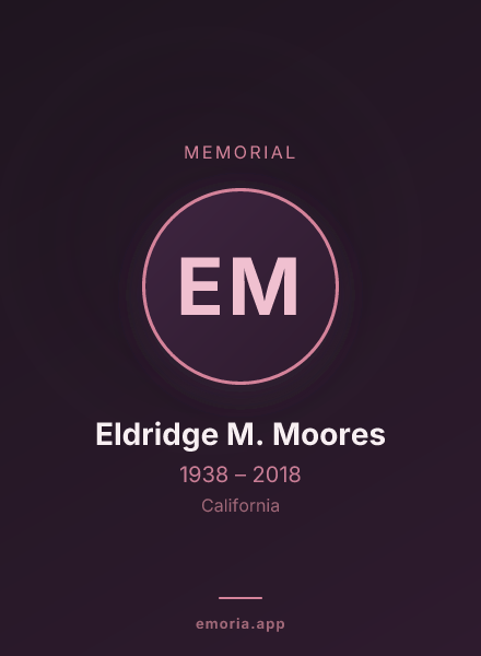 Memorial portrait of Eldridge M. Moores