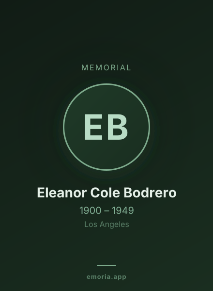 Memorial portrait of Eleanor Cole Bodrero