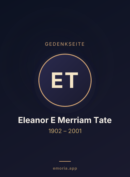 Gedenkportrait von Eleanor E Merriam Tate