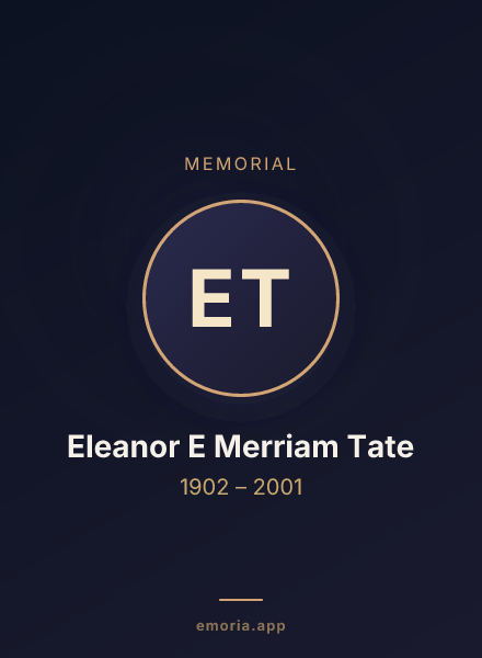 Memorial portrait of Eleanor E Merriam Tate