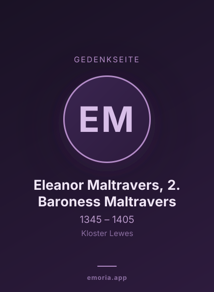 Gedenkportrait von Eleanor Maltravers, 2. Baroness Maltravers