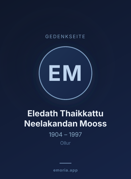 Gedenkportrait von Eledath Thaikkattu Neelakandan Mooss