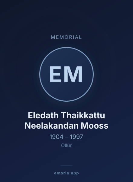 Memorial portrait of Eledath Thaikkattu Neelakandan Mooss