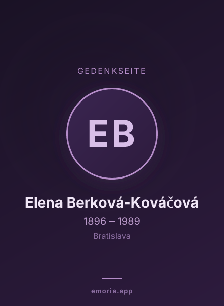 Gedenkportrait von Elena Berková-Kováčová