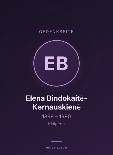 Gedenkportrait von Elena Bindokaitė-Kernauskienė