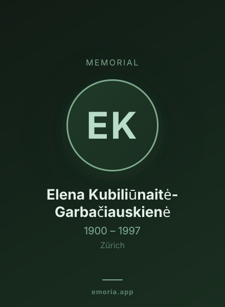 Memorial portrait of Elena Kubiliūnaitė-Garbačiauskienė