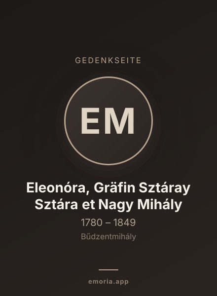 Gedenkportrait von Eleonóra, Gräfin Sztáray Sztára et Nagy Mihály