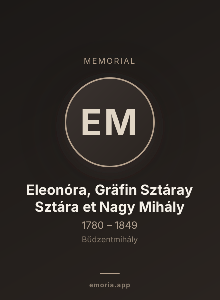 Memorial portrait of Eleonóra, Gräfin Sztáray Sztára et Nagy Mihály