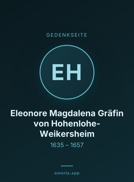 Gedenkportrait von Eleonore Magdalena Gräfin von Hohenlohe-Weikersheim