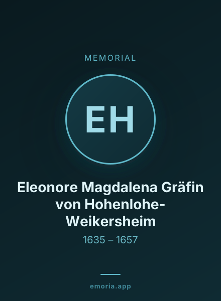 Memorial portrait of Eleonore Magdalena Gräfin von Hohenlohe-Weikersheim