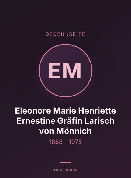 Gedenkportrait von Eleonore Marie Henriette Ernestine Gräfin Larisch von Mönnich