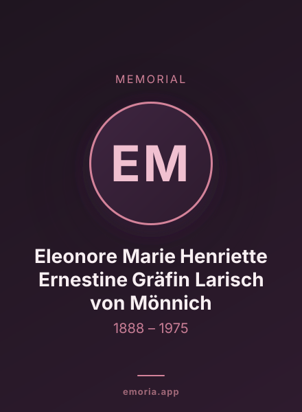 Memorial portrait of Eleonore Marie Henriette Ernestine Gräfin Larisch von Mönnich