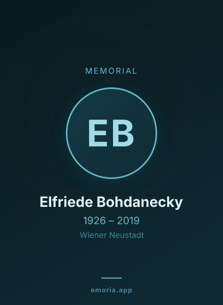 Memorial portrait of Elfriede Bohdanecky