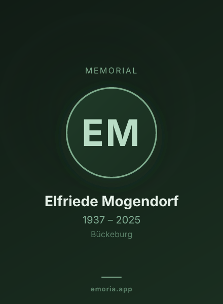 Memorial portrait of Elfriede Mogendorf