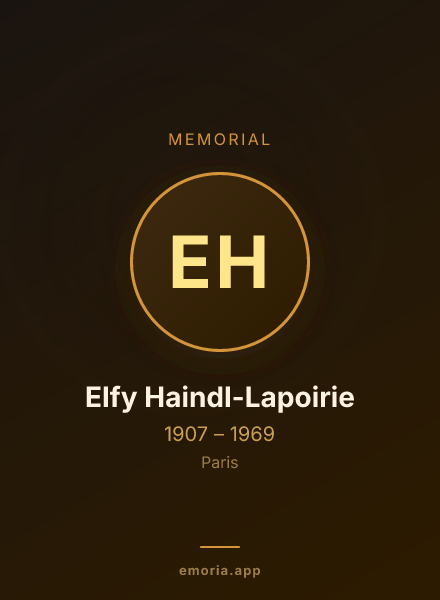 Memorial portrait of Elfy Haindl-Lapoirie