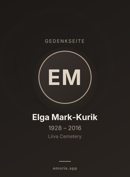 Gedenkportrait von Elga Mark-Kurik