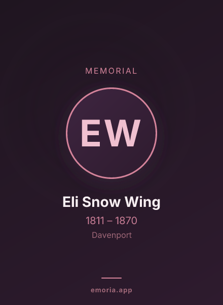 Memorial portrait of Eli Snow Wing