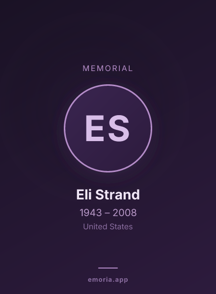 Memorial portrait of Eli Strand