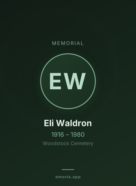 Memorial portrait of Eli Waldron