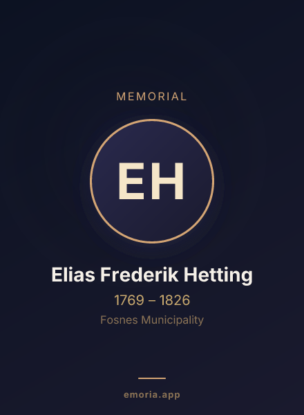 Memorial portrait of Elias Frederik Hetting