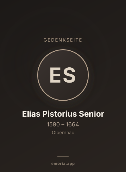 Gedenkportrait von Elias Pistorius Senior