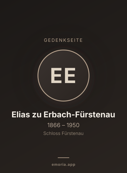 Gedenkportrait von Elias zu Erbach-Fürstenau
