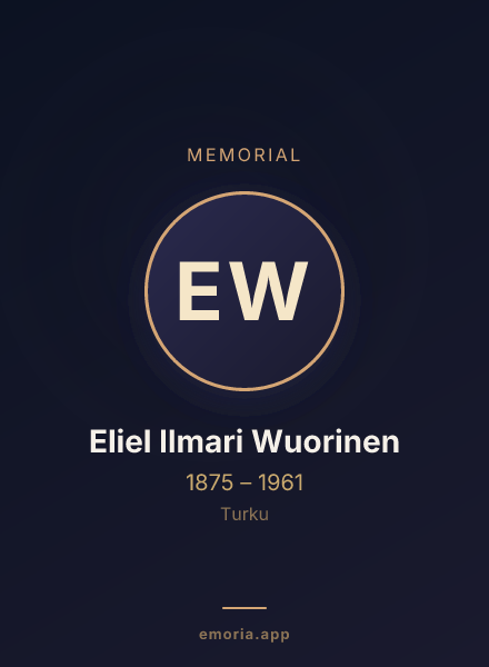Memorial portrait of Eliel Ilmari Wuorinen