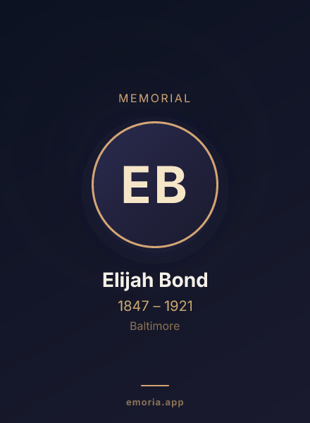 Memorial portrait of Elijah Bond