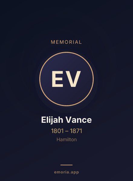 Memorial portrait of Elijah Vance