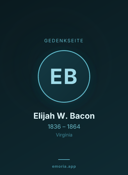 Gedenkportrait von Elijah W. Bacon