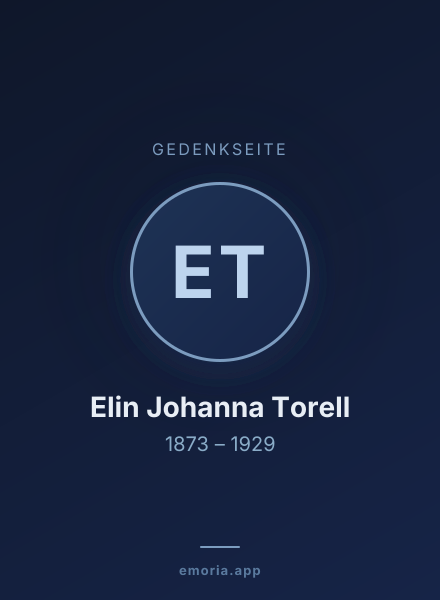 Gedenkportrait von Elin Johanna Torell