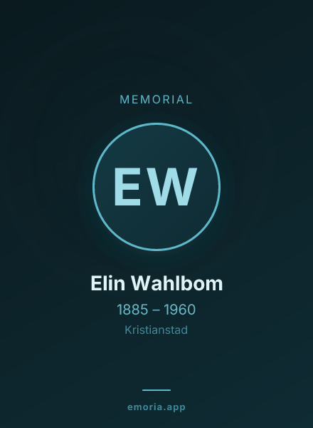 Memorial portrait of Elin Wahlbom