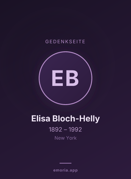 Gedenkportrait von Elisa Bloch-Helly