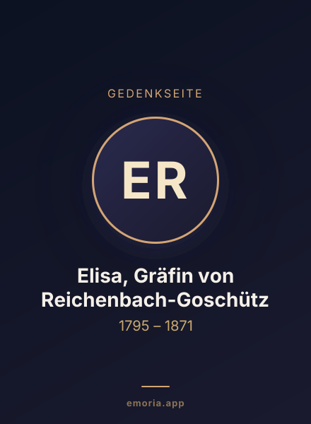 Gedenkportrait von Elisa, Gräfin von Reichenbach-Goschütz