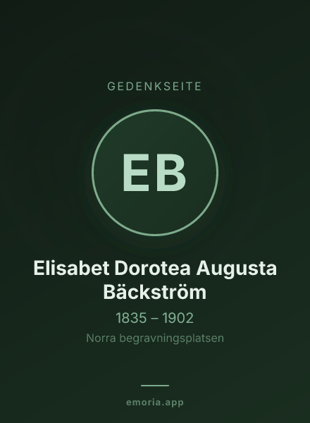 Gedenkportrait von Elisabet Dorotea Augusta Bäckström