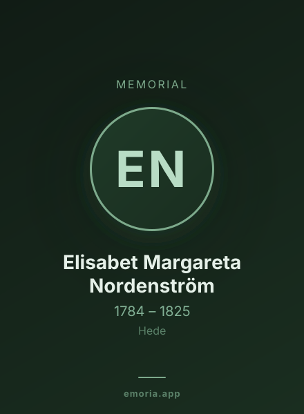 Memorial portrait of Elisabet Margareta Nordenström
