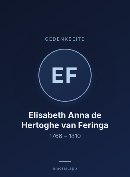 Gedenkportrait von Elisabeth Anna de Hertoghe van Feringa