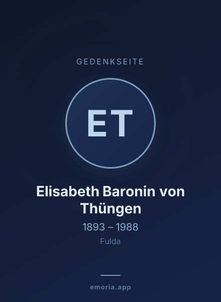 Gedenkportrait von Elisabeth Baronin von Thüngen