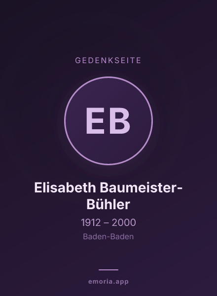 Gedenkportrait von Elisabeth Baumeister-Bühler