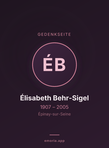 Gedenkportrait von Élisabeth Behr-Sigel