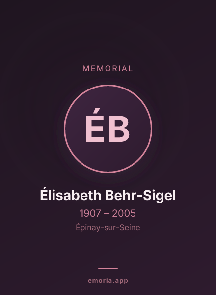 Memorial portrait of Élisabeth Behr-Sigel