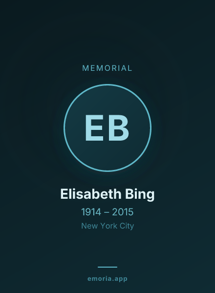 Memorial portrait of Elisabeth Bing