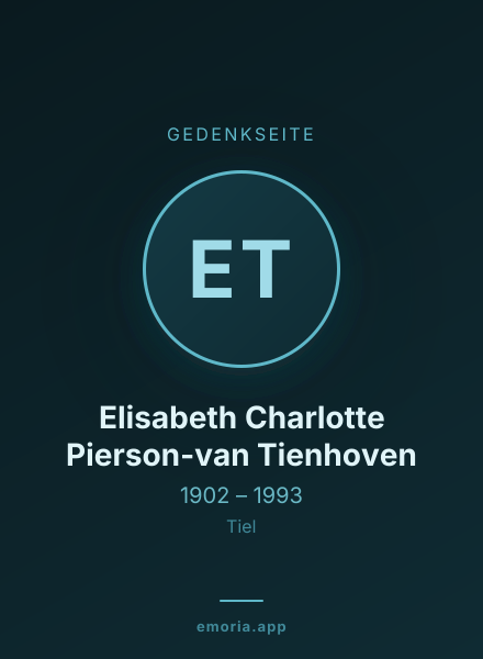 Gedenkportrait von Elisabeth Charlotte Pierson-van Tienhoven